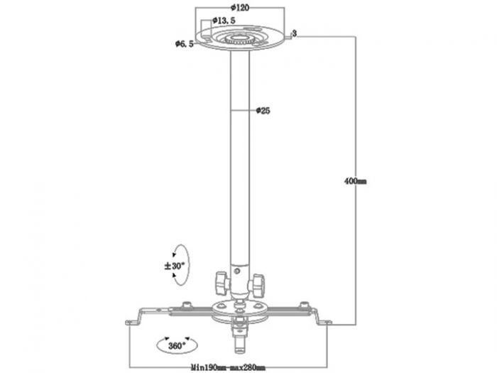 Verstellbare Deckenhalterung 40/175 cm MB2544