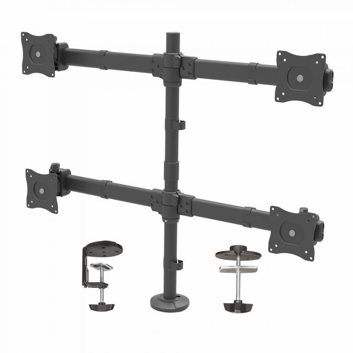 Braccio Articolato da Scrivania per 4 Monitor - Supporto per 4 Schermi VESA fino a 27" - Struttura in Acciaio