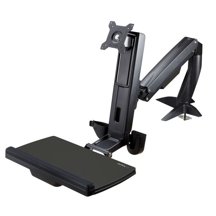 Braccio regolabile da scrivania per postazione di lavoro Sit-Stand per un singolo display con montaggio VESA da 34" - Supporto ergonomico articolato per monitor da scrivana seduto/in piedi