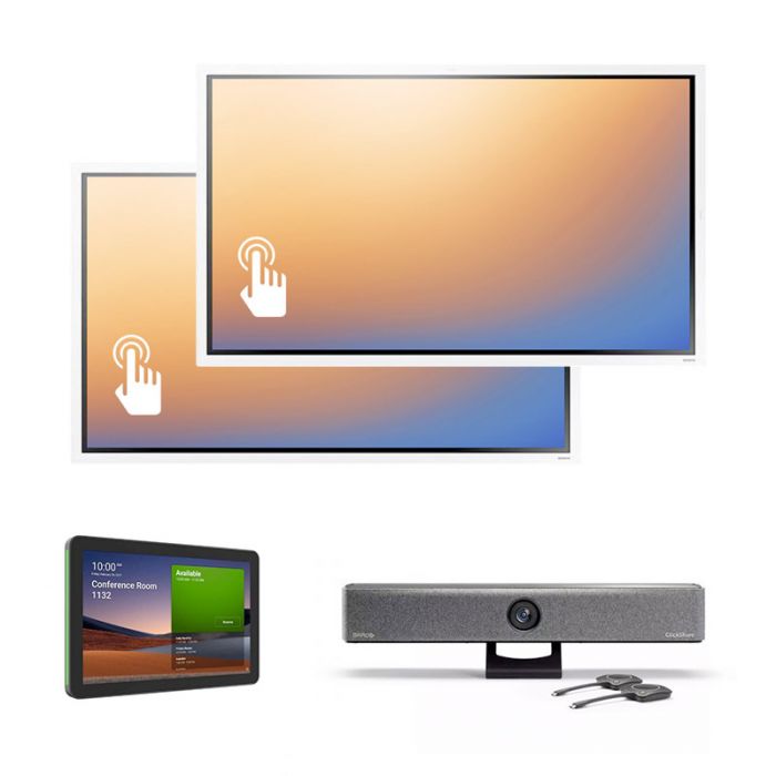 Soluzione per Sala riunioni Media - Barra video ClickShare Bar Pro + 2 Lavagne Flip Pro 85" + Logitech Room Booking