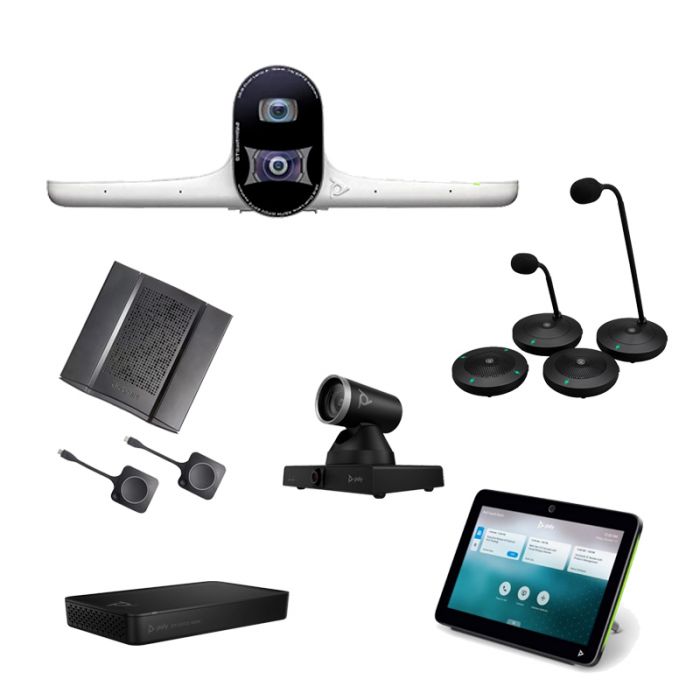 Bundle sala riunioni grande: Poly Studio E70, E60, G62 + Barco ClickShare CX-50 Gen2 + Poly TC10 controller + Yamaha Adecia RM-W 