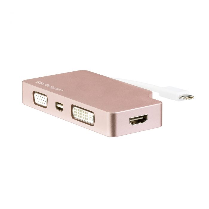 Adattatore Video USB-C Multi-Porta - Oro Rosa - 4 in 1 USB-C a VGA, DVI, HDMI o mDP - 4K