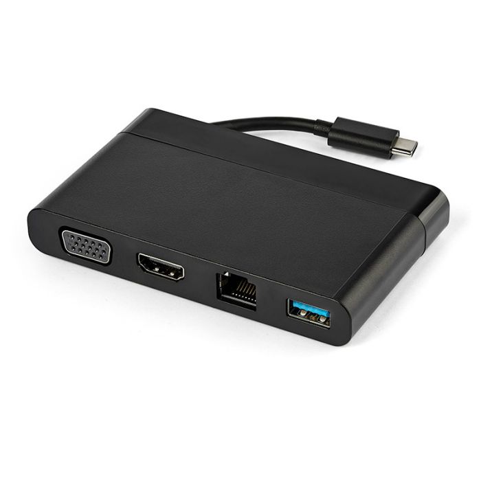 Adattatore multiporta USB C con HDMI, VGA, Gigabit Ethernet e USB 3.0 - Mini dock hub USB C a HDMI 4K o VGA 1080p display - Docking station da viaggio USB Type-C per laptop USB-C