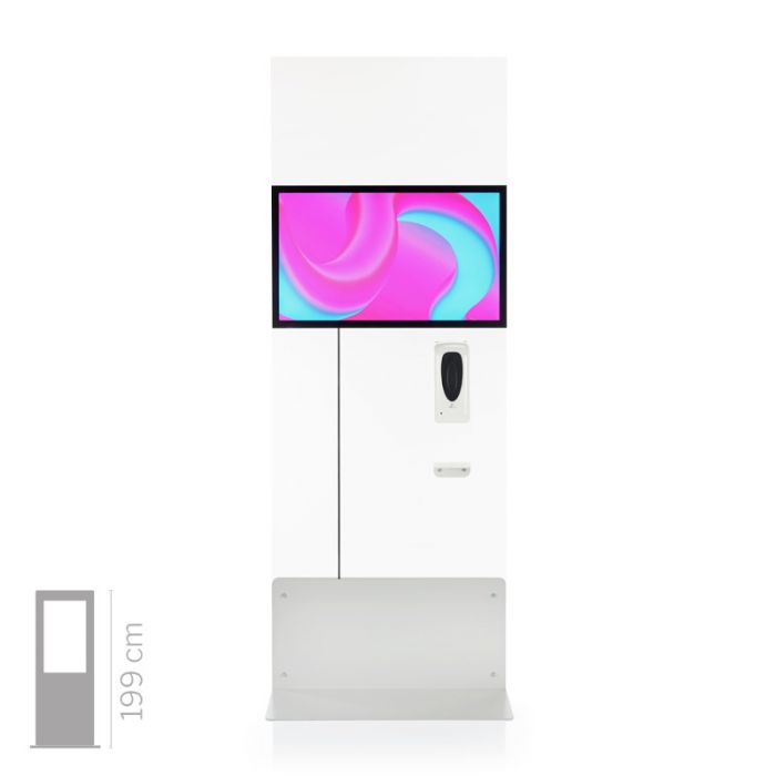 Totem multimediale Domina Health L 32" con dispenser gel automatico - sterilizzatore e sanificatore