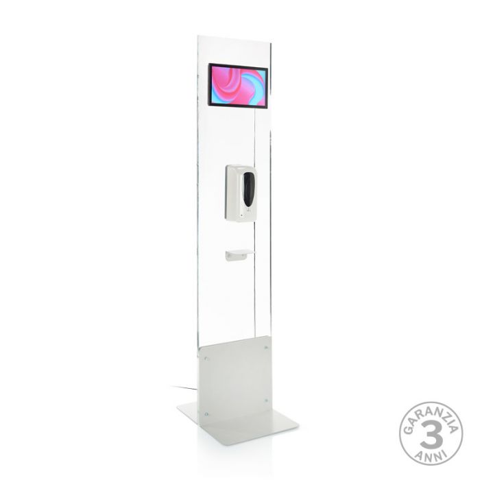 Totem multimediale Domina Health 13" con dispenser gel automatico - sterilizzatore e sanificatore