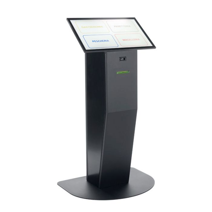 Multimedia totem, 24” touch screen display and ticket printer with queue management software (KIOSK) + mini PC