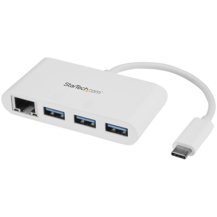 Hub USB 3.0 a 3 porte con Gigabit Ethernet - USB-C a 3x USB-A - Bianco