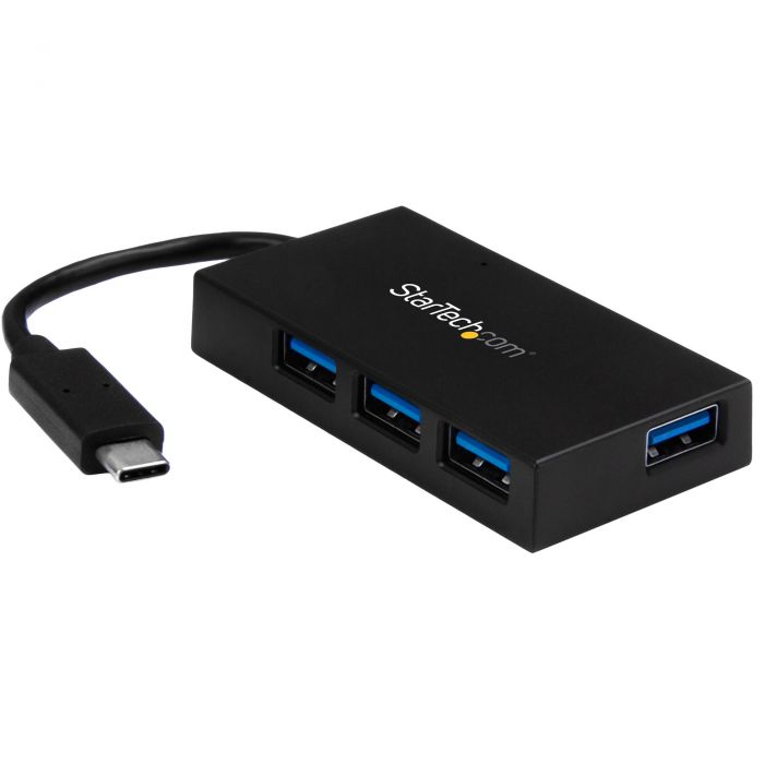 Hub USB C a 4 porte - Hub USB Type-C con 4 porte USB-A (USB 3.0/3.1 Gen 1 SuperSpeed 5Gbps) - Adattatore portatile da USB-C a USB-A - Hub di ricarica BC 1.2 autoalimentato via bus USB o con adattatore di alimentazione