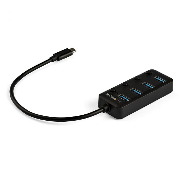 Hub USB-C a 4 porte - USB type C a 4 porte USB 3.0 type A con interruttori individuali On/Off - SuperSpeed 5Gbps USB 3.1/3.2 Gen 1 - Alimentato tramite USB - Portatile - Cavo da 10" in dotazione