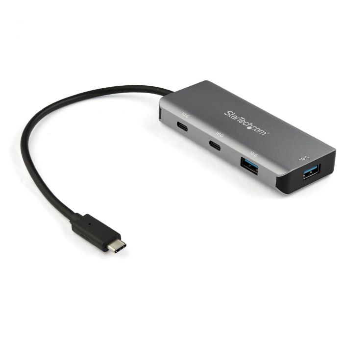 Hub USB-C a 4 porte con 2x USB A e 2x USB C - SuperSpeed 10Gbps USB Type-C 3.1/3.2 Gen 2 Hub - Bus USB alimentato - Adattatore portatile da USB tipo C a USB - Alluminio - Cavo da 25cm