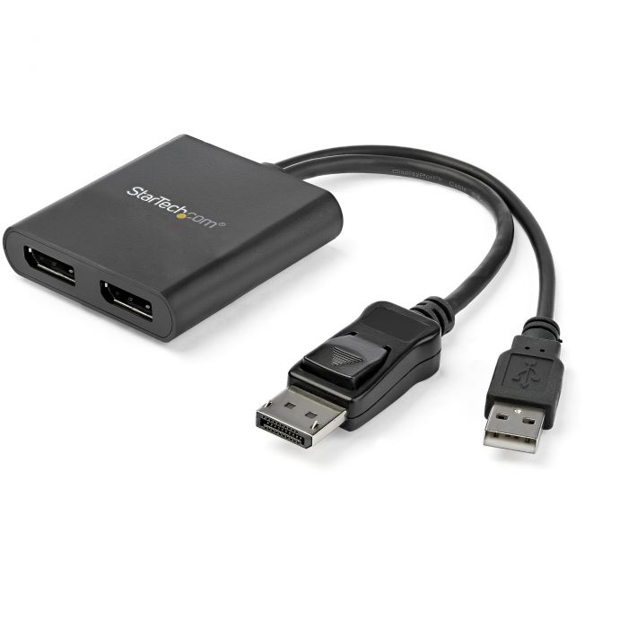 Adattatore multi monitor a 2 porte - DisplayPort 1.2 MST Hub a doppio display 4K 30Hz o 1080p - Alimentato via bus USB - Dual Monitor - Splitter video per la modalità desktop estesa su Windows