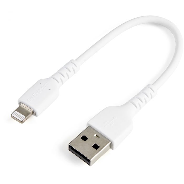 Cavo da USB-A a Lightning da 15cm bianco - Robusto e resistente cavo di alimentazione/sincronizzazione in fibra aramidica da USB tipo A da Lightning - Certificato Apple Mfi per iPad/iPhone 12