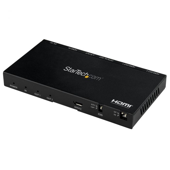 Splitter HDMI a 2 porte (1x2) - 4K 60Hz UHD HDMI 2.0 Audio Video Splitter con Scaler ed estrattore audio (3.5mm/SPDIF) - Doppio Splitter HDMI (1-In 2-Out) - Emulatore EDID - TV/Proiettore