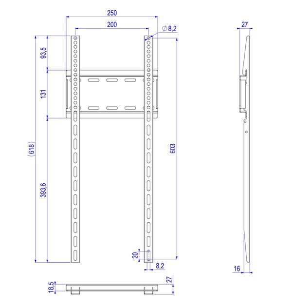 Staffa fissa vesa 200×600 per monitor stretch 86″ VERT mod. OM06156