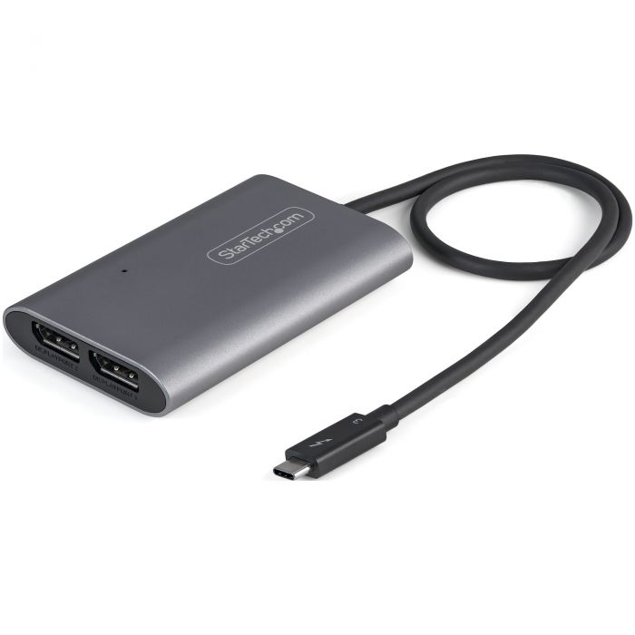 Adattatore Thunderbolt 3 a doppio monitor DisplayPort DP 1.4 8K - Doppio 4K 60Hz o singolo 8K/5K Thunderbolt 3 a DP - Adattatore video porta TB3 a 2x DisplayPort - Cavo da 46 cm - Mac/Windows