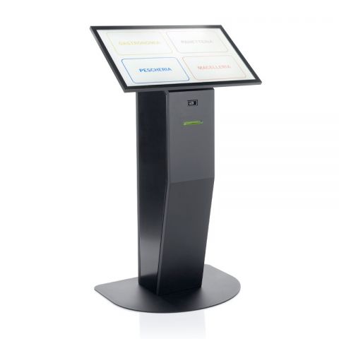 Tótem multimedia, pantalla táctil de 32" e impresora de tickets con software de gestión de colas (KIOSK) + mini PC